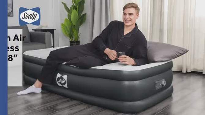 Sealy Tritech Inflatable Indoor or Outdoor Air Mattress Bed 18" Airbed with Built-In AC Pump, Storage Bag, and Repair Patch, 2 of 7, play video