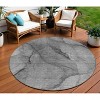 Gray Silver And Charcoal Abstract Washable Indoor Outdoor Area Rug - 2 of 4