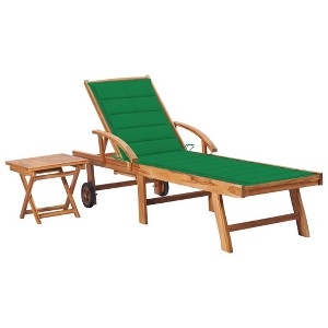 vidaXL Sun Lounger with  Table and Cushion Solid Teak Wood - 1 of 4