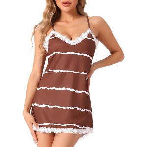 INSPIRE CHIC Women's Lace Trim Chemise Cami Sleepwear Sleeveless Sleep Dress - 1 of 4