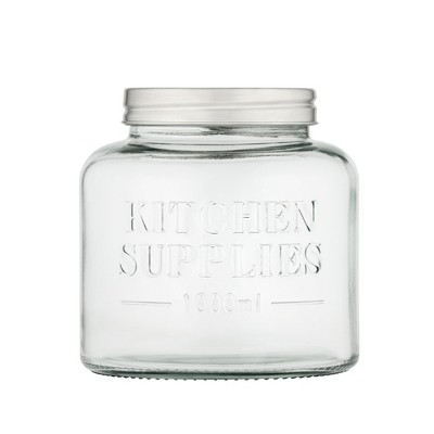 Amici Home Kitchen Supplies Glass Canister Large, Metal Lid, For Kitchen & Dry Food Storage