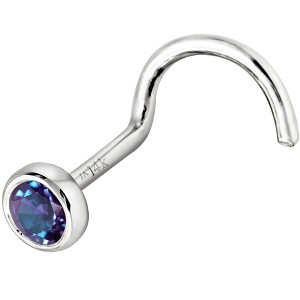 Jewelry Avalanche 22G 14K Gold Bezel-set Alexandrite Nose Screw Nose Stud - 1 of 3