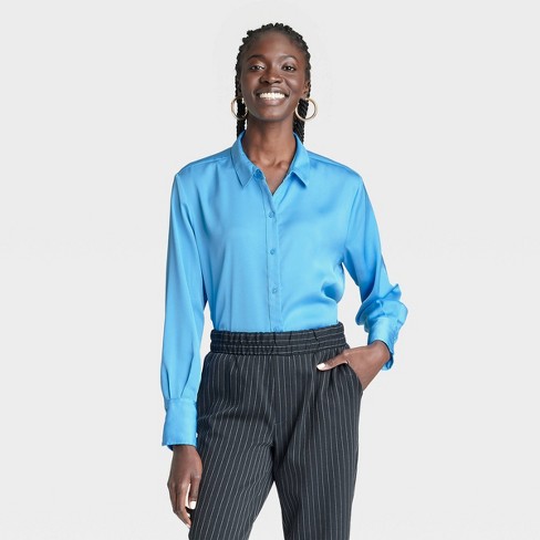 Women's Long Sleeve Oversized Satin Button-down Shirt - A New Day™ : Target