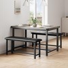 Kitchen Table Set with 2 Upholstered Benches for 4, Dining Room Metal and Wood Rectangular Table Set for Small Space, Apartment - 3 of 4