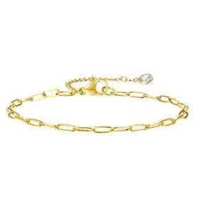 Hollywood Sensation Elegant Paperclip Link Bracelet 6 Inches Gold - 1 of 4