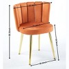 Kumasinova Set of 2 Short Fur Upholstered Dining Chairs, Ergonomic Kitchen Chairs with Wood Grain Metal Legs, Velvet Dining Room Chairs - 2 of 4
