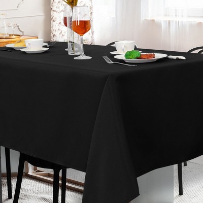 60"x104" Rectangle Polyester Stain Resistant Solid Tablecloths Black - PiccoCasa