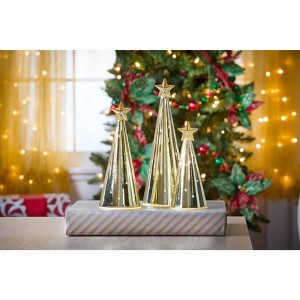 BrylaneHome Pre-Lit Glass Tabletop Tree, Set Of 3 - 1 of 1