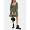 EXLURA Womens Square Neck Dress Long Puff Sleeve A-Line Casual Short Mini Dresses - 3 of 4