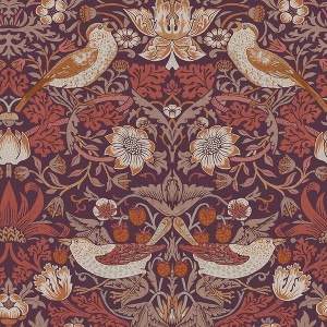William Morris at Home Strawberry Thief Plum Wallpaper - 1 of 4