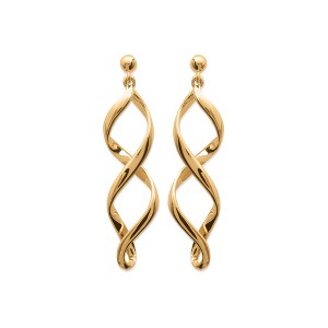 Saint Roman Twisted Gold-Plated Dangle Earrings - 750 Gold with Butterfly Clutch for a Sophisticated Look - 1 of 3