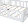 PAGED Modern Wooden Floor Bed, Full Size Bed Frame with Fence and Door, House Platform Bed for Boy and Girl, Easy Assembly - 3 of 4