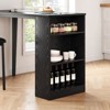 Dining Table Set for 2, Extendable Top with Side 3-Tier Open Cabinet & 2 Cushion Stools, Industrial Bar Table Set for Apartment Dining Room Kitchen - 3 of 4