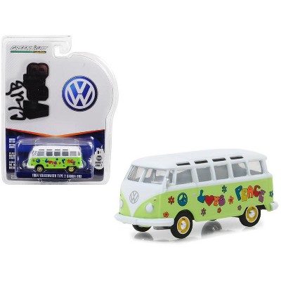 1964 Volkswagen Type 2 Samba Bus "Peace & Love" Light Green Series 7 Club Vee Dub 1/64 Diecast Model by Greenlight