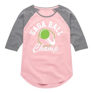 Girls' - Instant Message - Gaga Ball Champ Shirt Tail Raglan Graphic T-shirt - 1 of 3