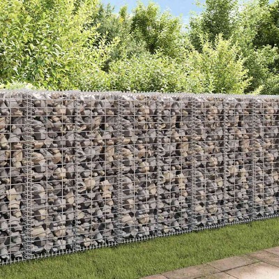 vidaXL Gabion Wall with Covers Galvanized Steel 118.1"x11.8"x19.7"