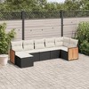 vidaXL 7 Piece Patio Sofa Set with Cushions Black Poly Rattan - Black and Cream Without Table - 2 of 4