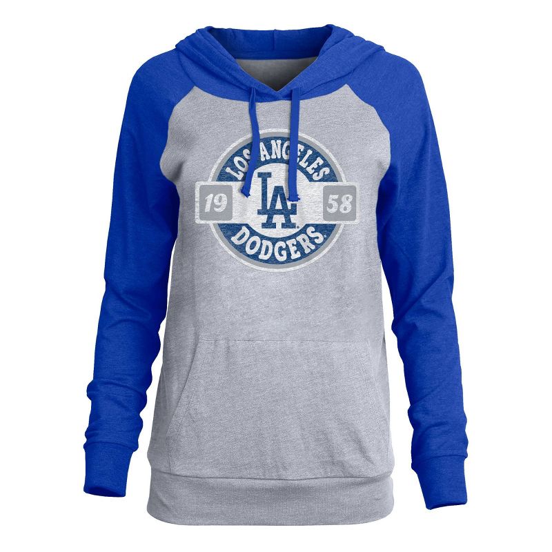 MLB Los Angeles Dodgers Women&#39;s Lightweight Bi-Blend Hooded T-Shirt, 1 of 3