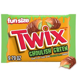 Twix Halloween Ghoulish Green Caramel Cookie Chocolate Bars Fun Size - 9.79oz - 1 of 4