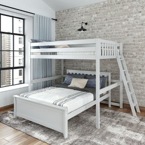 L-Shaped Full over Full Bunk Bed with Ladder on End - 1 of 4