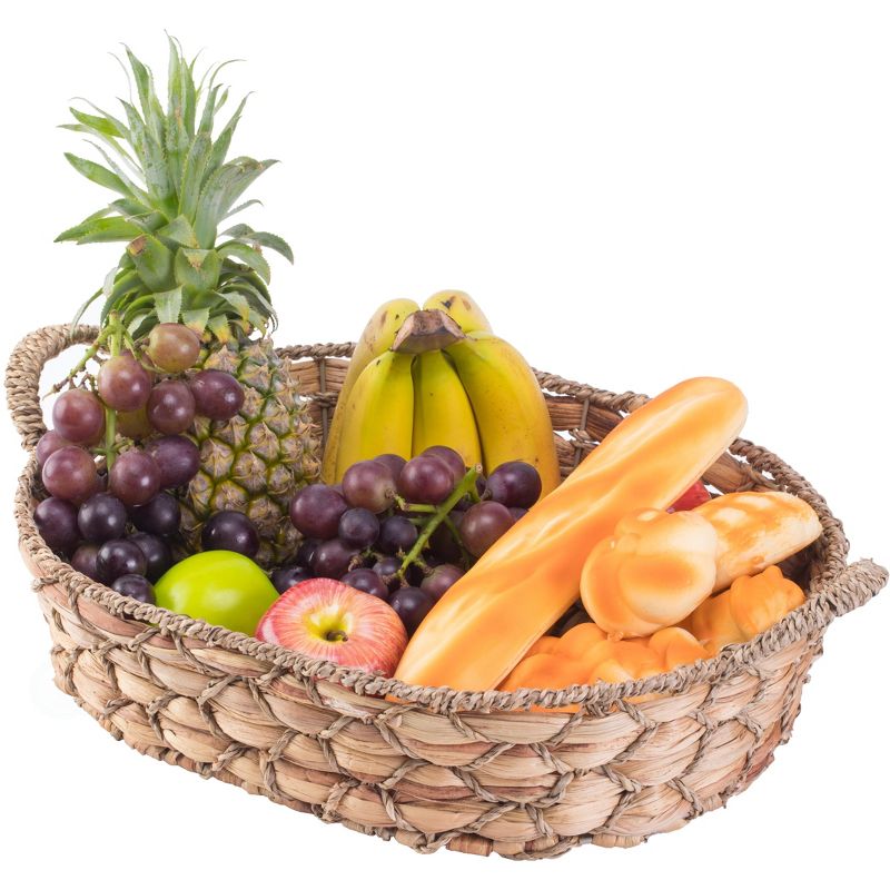 Vintiquewise Seagrass Fruit Bread Basket Tray with Handles, 1 of 7
