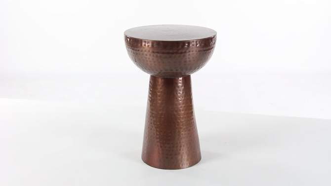 Hammered Metal Drum End Table Bronze - Olivia &#38; May, 2 of 8, play video