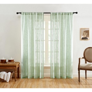HLC.ME Linda Faux Linen Textured Semi Sheer Privacy Sun Light Filtering Window Rod Pocket Thick Curtains Panels, Set of 2 - 1 of 4