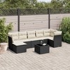 vidaXL 8 Piece Patio Sofa Set with Cushions Black and Cream - With Table - 2 of 4