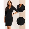 Allegra K Women's Half Sleeve V Neck Ruched Office Work Formal Sheath Dresses - image 2 of 4