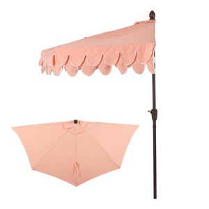 9 foot yellow patio umbrella Havenside Home North Bend 9-foot Auto-tilt Round Sunbrella Patio Umbrella  by Sunflower Yellow