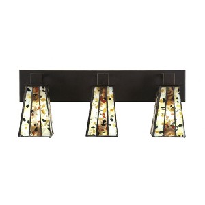 Toltec Lighting Apollo 3 - Light Vanity in  Dark Granite with 5" Square Fiesta Art Glass Shade - 1 of 1