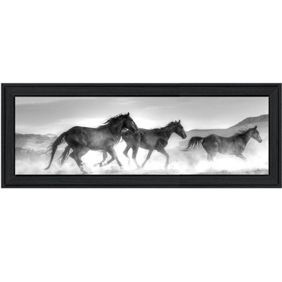 HomeRoots Horses Rolling By Black Framed Print Wall Art