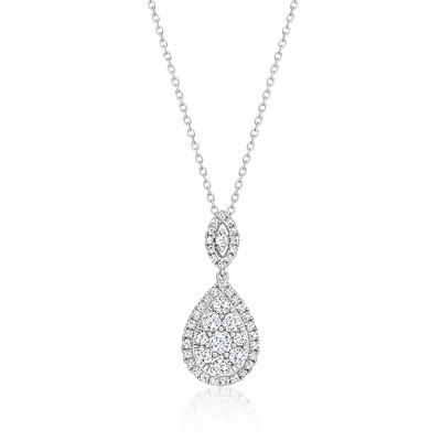 Ross-Simons 1.00 ct. t.w. Diamond Cluster Pendant Necklace in Sterling Silver Size 16