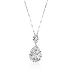 Ross-Simons 1.00 ct. t.w. Diamond Cluster Pendant Necklace in Sterling Silver Size 16 - 1 of 2