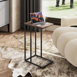 C Shaped End Table, Small Side Tables for Sofa and Bed, Couch Table That Slides Under for Living Room, Bedroom, Home Office, Small Spaces - 1 of 4