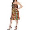 LA LEELA Women's House Daily Routine Evening Wear Boho Smocked Mini Flowy Casual Backless Dress Tube Top Strapless for Women One Size Red, Floral - 4 of 4