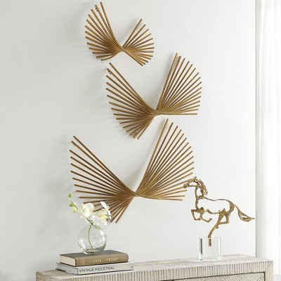 Antique Gold Leaf Iron Wall Decor Set of Three