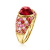 Ross-Simons 2.40 Carat Heart-Shaped Garnet and 2.70 ct. t.w. Multi-Gemstone Ring in 18kt Gold Over Sterling - 3 of 4