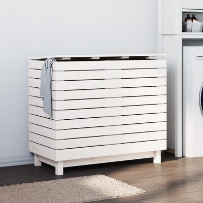 vidaXL Laundry Basket White 34.8 in.x17.3 in.x29.9 in. Solid Wood Pine