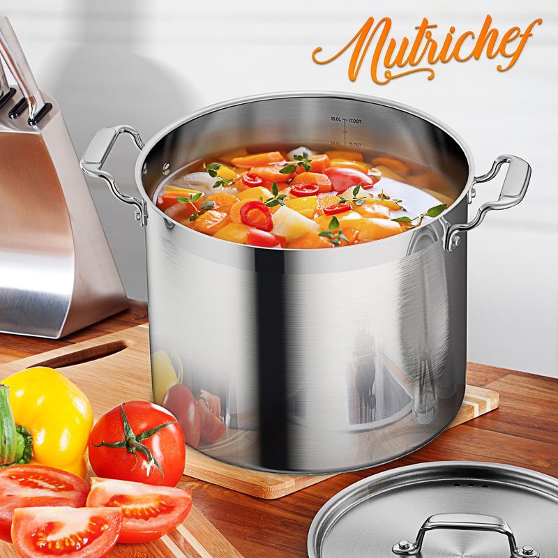 NutriChef 16-Quart Stainless Steel Stockpot - 18/8 Food Grade Heavy Duty Large Stock Pot for Stew, Simmering, Soup, 3 of 4