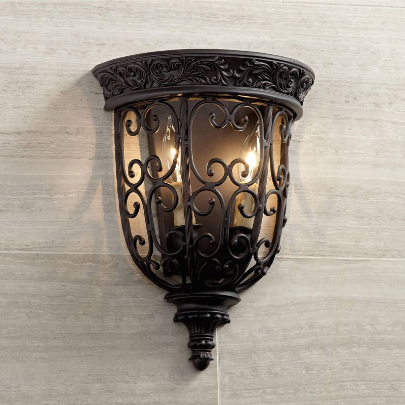 Franklin Iron Works French Scroll Rustic Wall Light Sconce Rubbed Bronze Hardwire 10 1/2" Fixture for Bedroom Bathroom Vanity Reading Living Room Home, 2 of 7