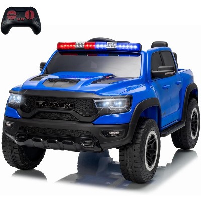 12V Kids Ride On Police Car with Remote Control, Electric Pickup Truck for Toddlers, 3 Speeds, Spring Suspension, LED Lights