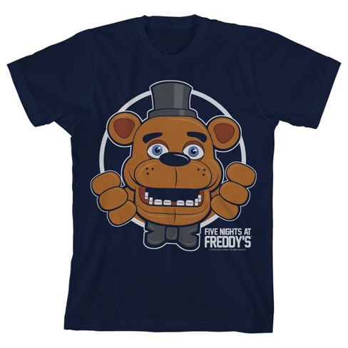 Five Nights at Freddy's Freddy Fazbear Face and Hands Boy's Navy T-shirt-S