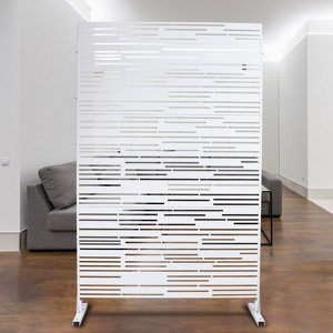 PAGED Privacy Screen Modern 76" H×48" W Metal Fence Partition Panel with Leaf Pattern for Patio Garden Room Divider - 1 of 4