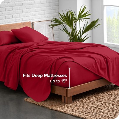 Red Organic Cotton Flannel Twin XL Deep Pocket Sheet Set