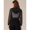 INSPIRE CHIC Women's Zip Up Fashion Mesh Sheer Hoodie Bomber Jackets with Pocket - 3 of 4