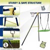 Costzon Swing Set for Backyard, 4-in-1 Heavy Duty Metal Frame with 2 Adjustable Swings, Slide, Basketball Hoop, Indoor/Outdoor Playset for Kids - 4 of 4
