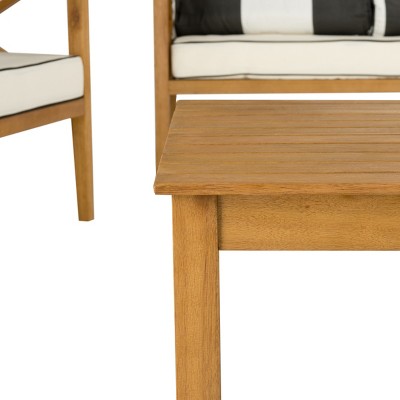 Nunzio Natural Teak Wood 4-Piece Outdoor Set with White Cushions