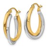Black Bow Jewelry 4mm Double Crossover Round Hoops in 14k Two Tone Gold, 20mm (3/4 Inch) - 2 of 4