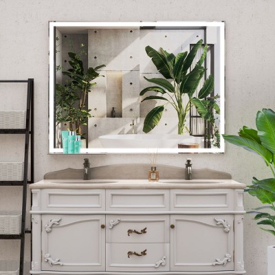 Vanity Mirror With Led Lights Three Colors Adjustable Anti-Fog Touch Switch Smart Large Bathroom Mirrors Wall Mounted Makeup Mirror-The Pop Home